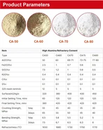 CA50 CA70 CA80 Fire Resistant Cement High Alumina Refractory Cement For Industry Furnace